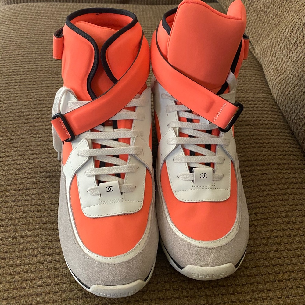 Orange Chanel trainers